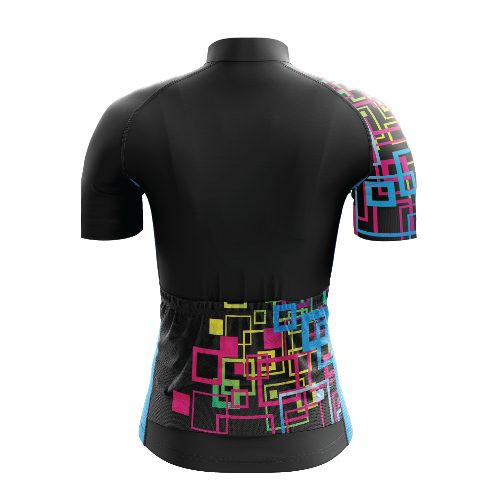 black women's cycling jersey, geometrc print cycling jersey