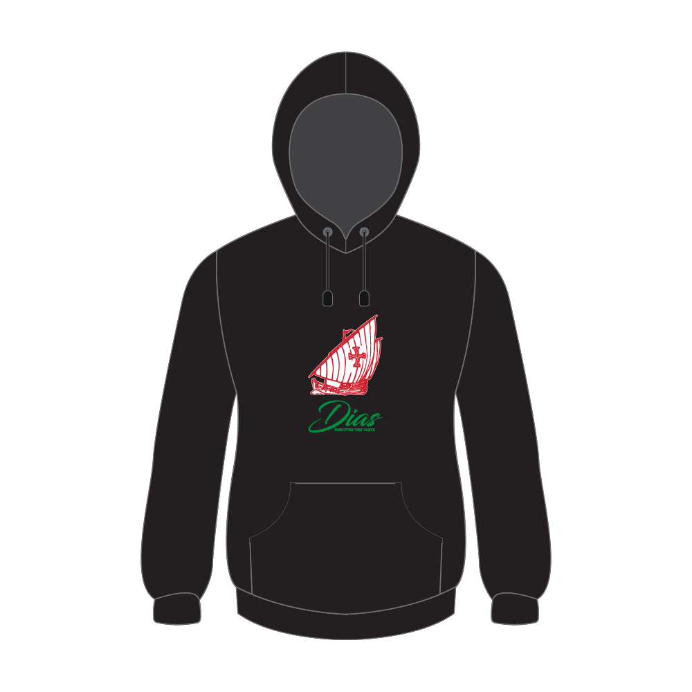 cotton hoody black with dias tavern branding